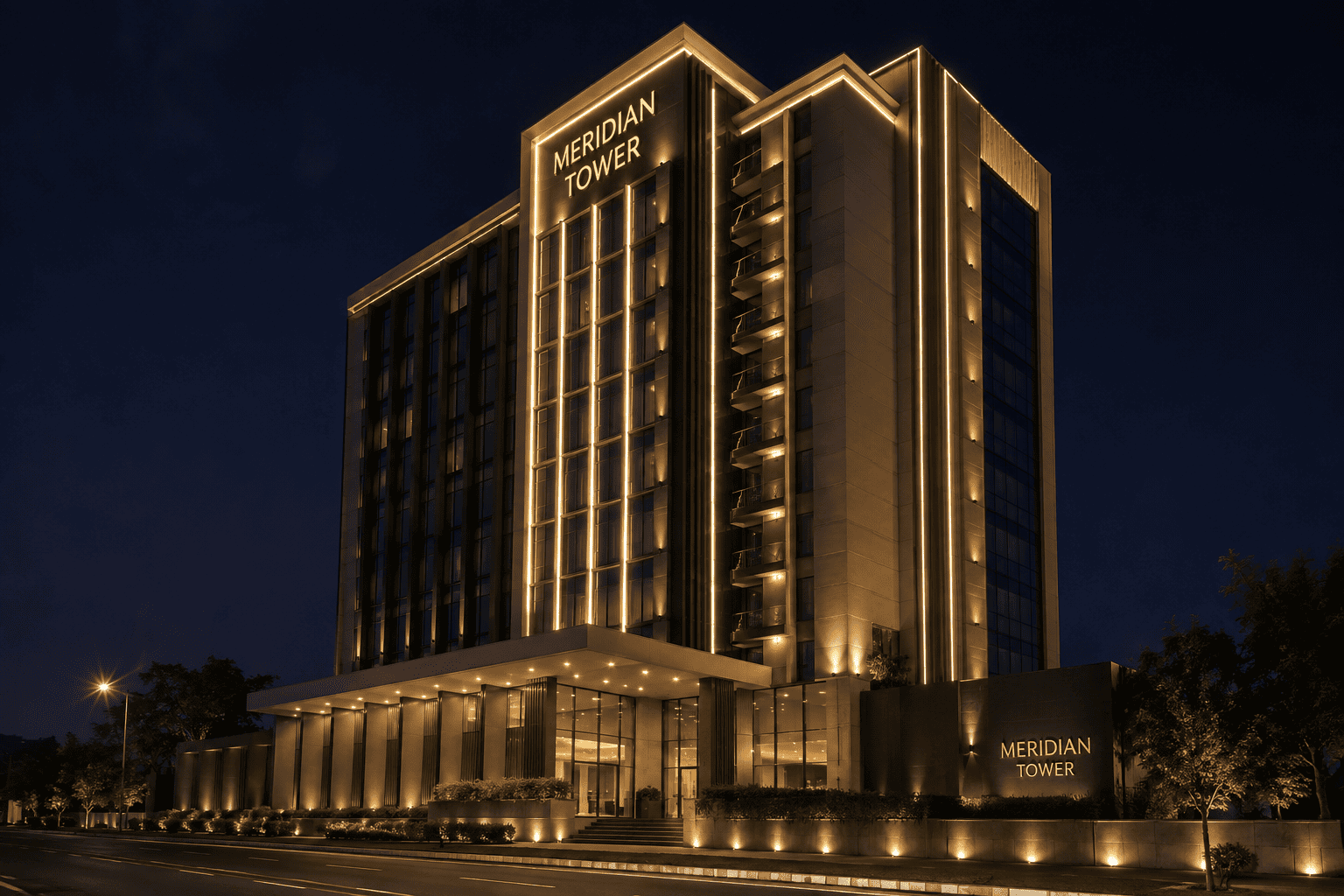 Meridian Tower facade lighting